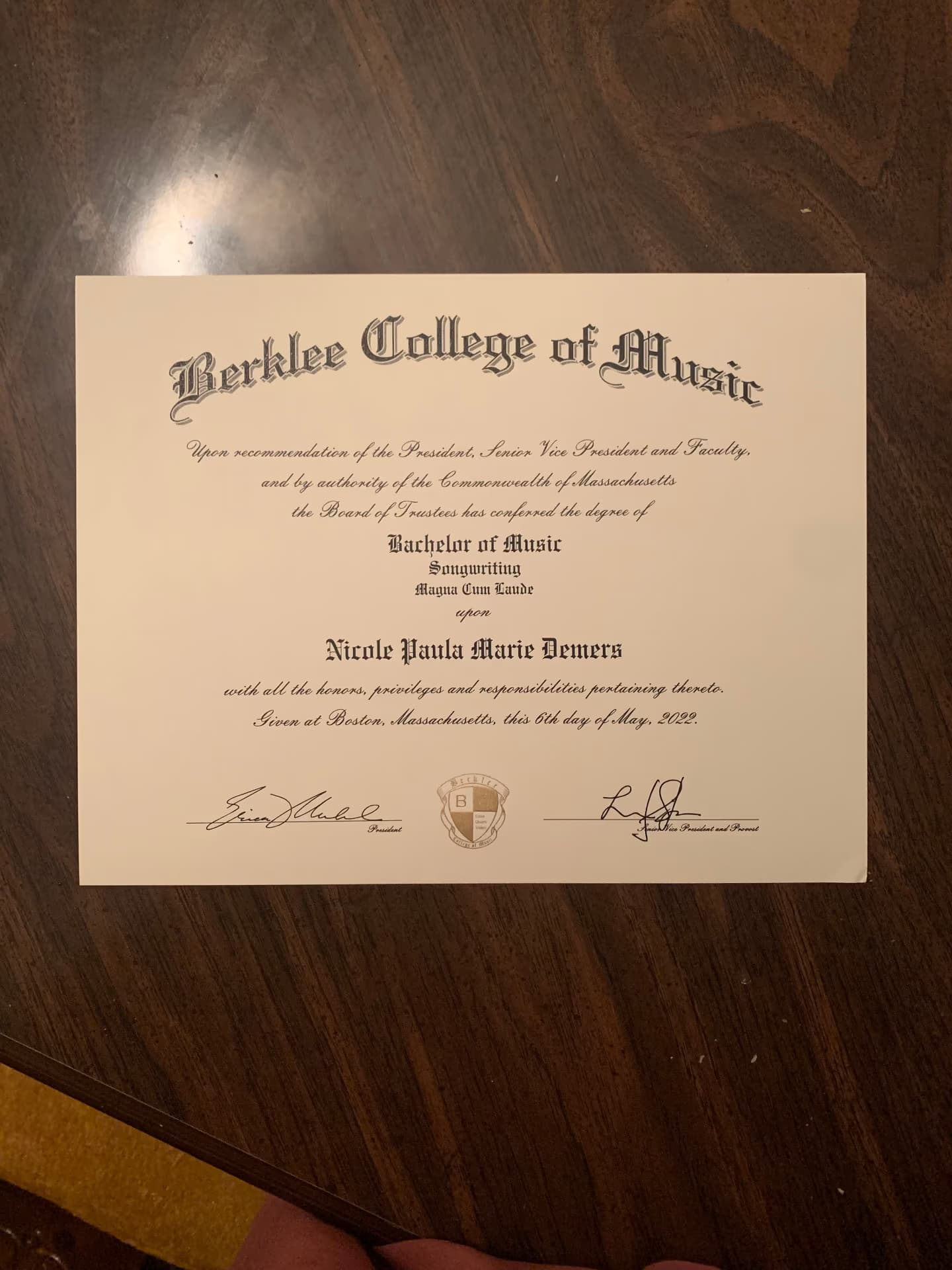 Nicole graduated from Berklee College of Music