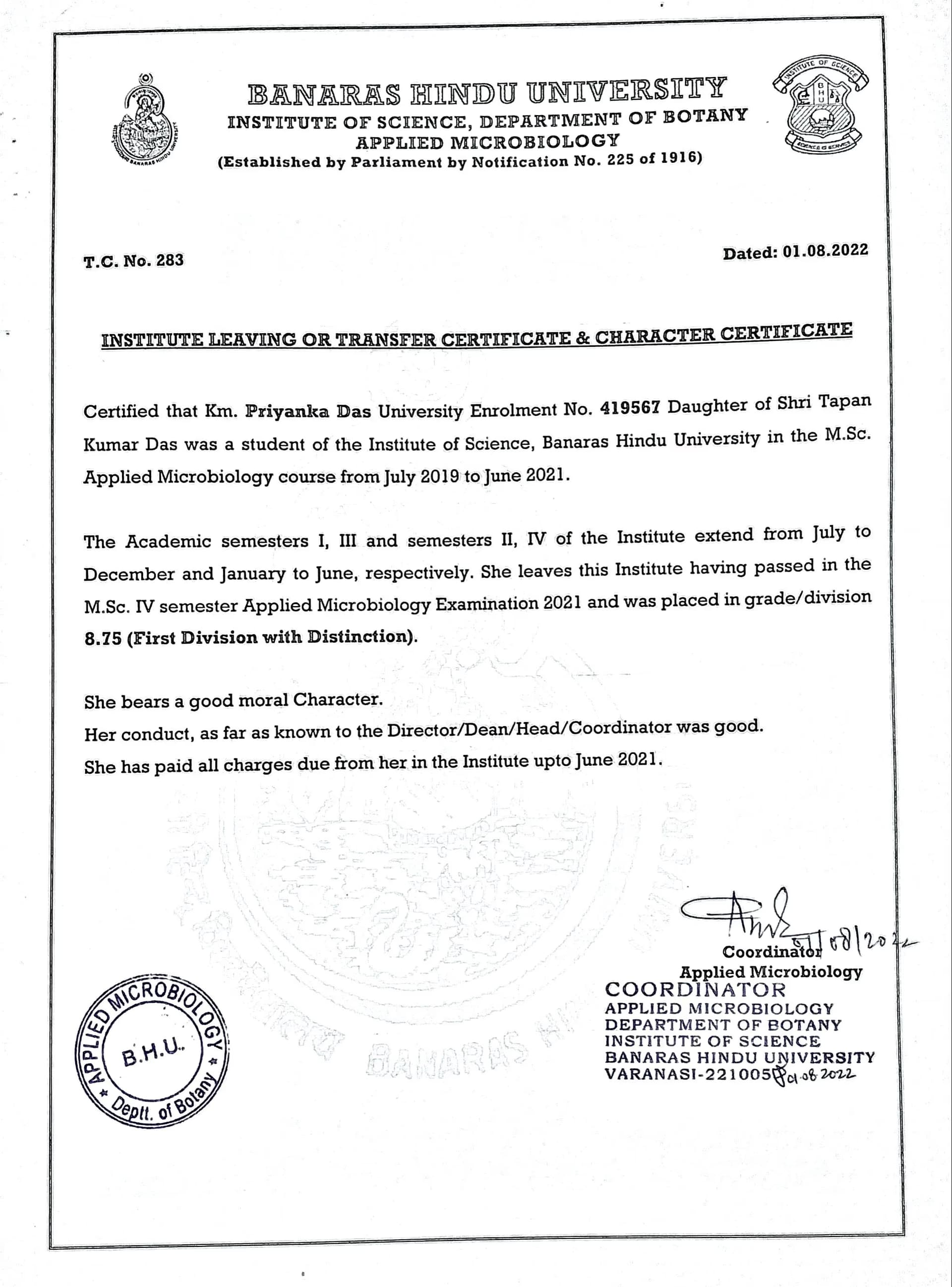 Priyanka graduated from Banaras Hindu University