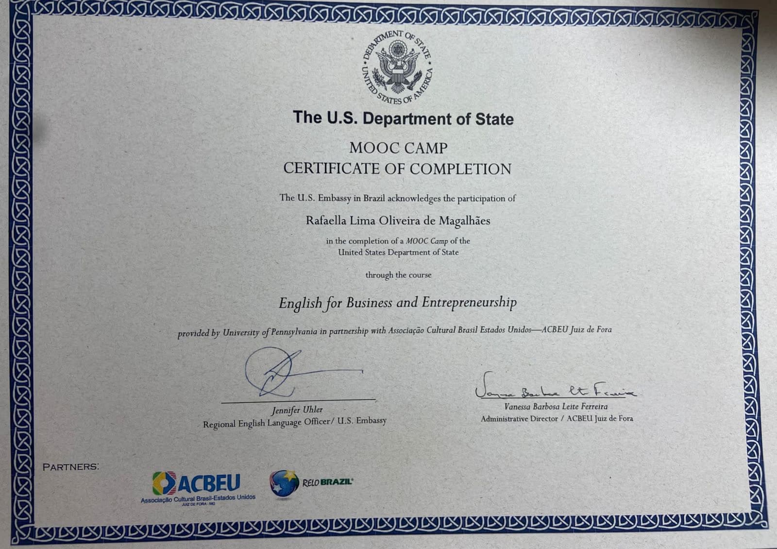 Rafaella graduated from Federal University of Juiz de Fora - Brazil (UFJF)