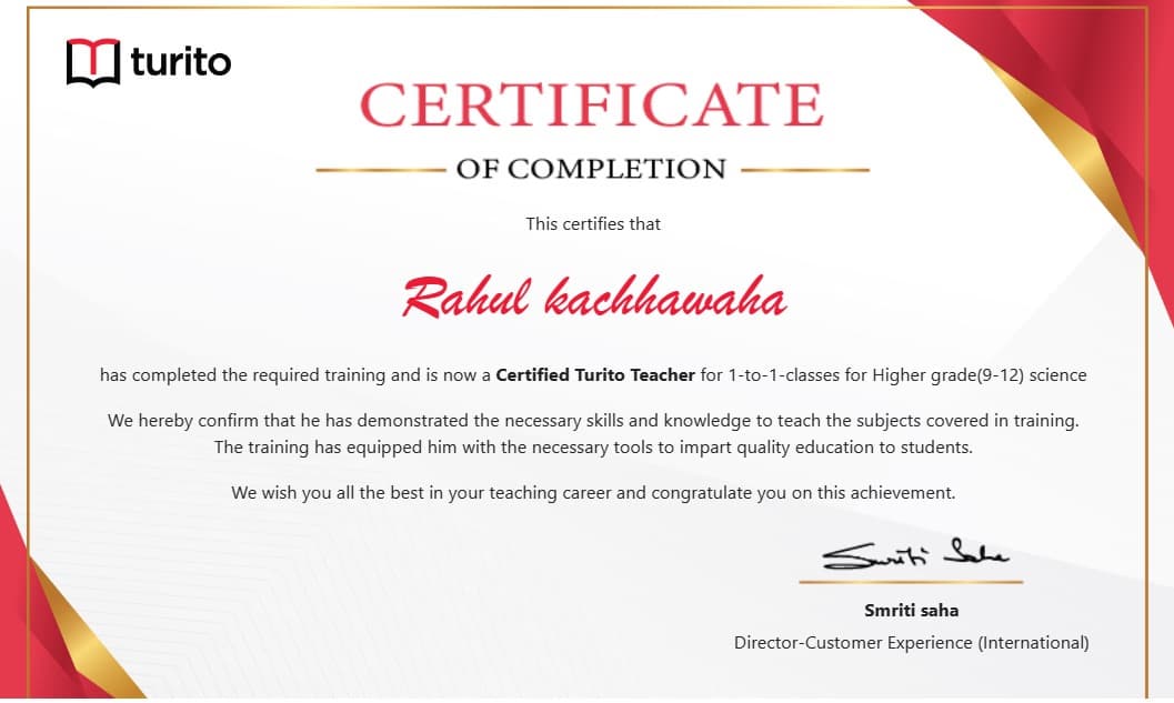 Certificates of Rahul