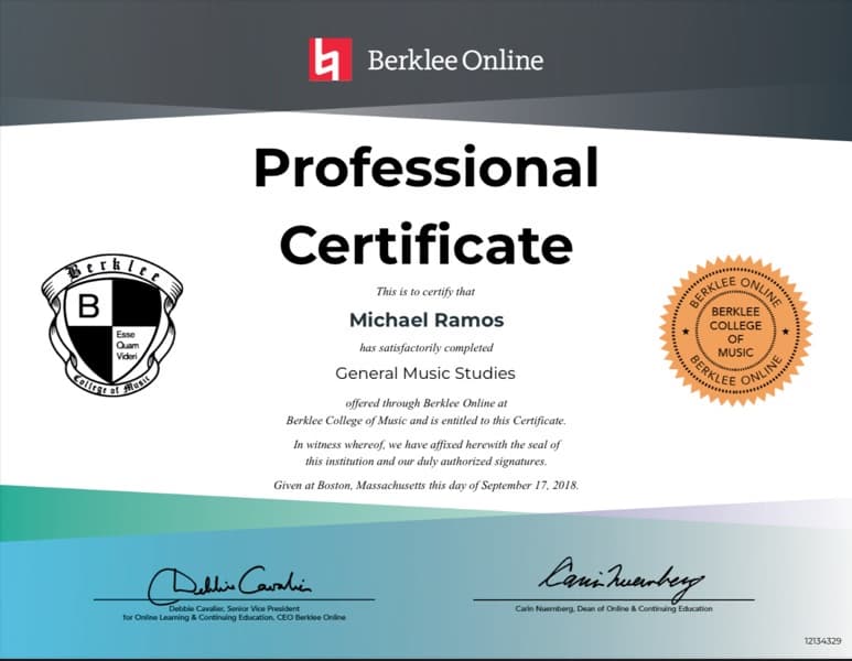 Michael graduated from Berklee College Of Music