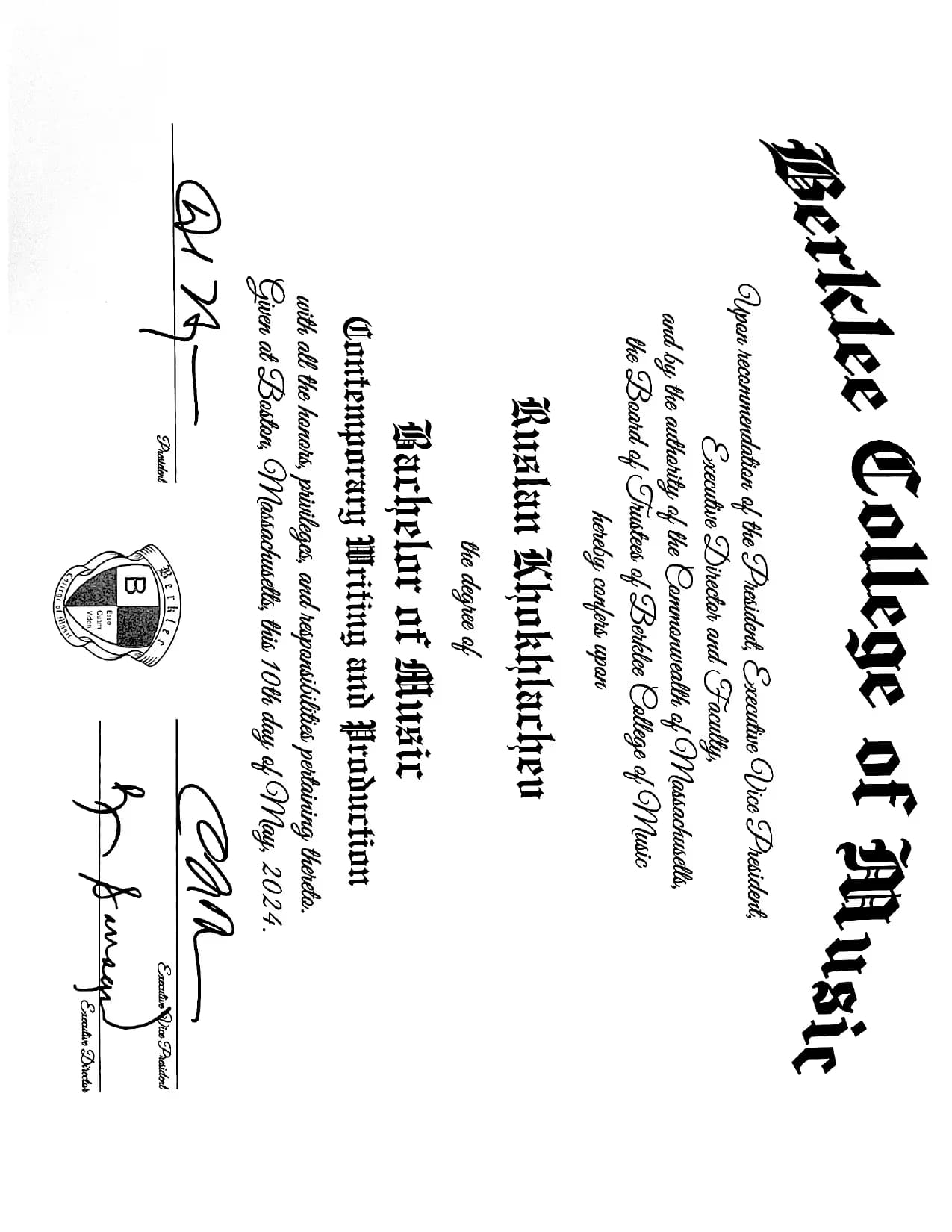 Ruslan graduated from Berklee College of Music