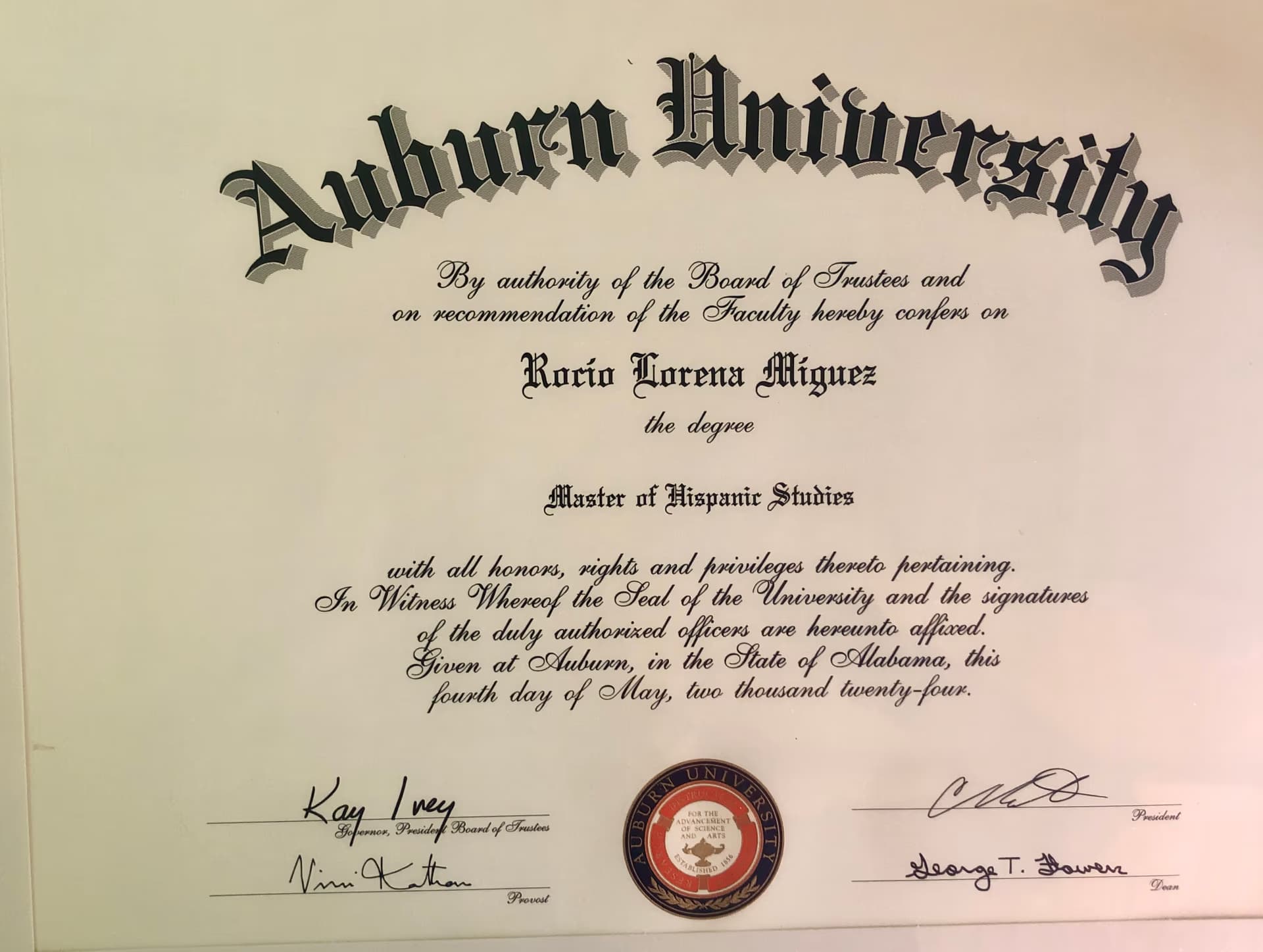 Rocio graduated from Auburn University
