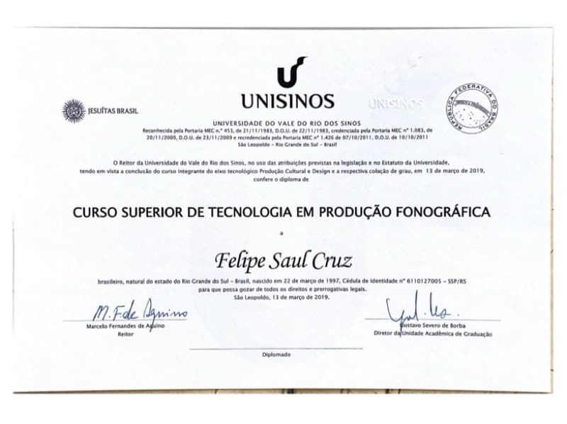Felipe graduated from UNISINOS