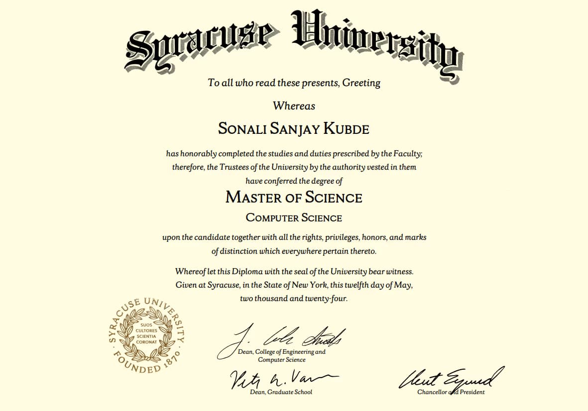 Sonali graduated from Mumbai University