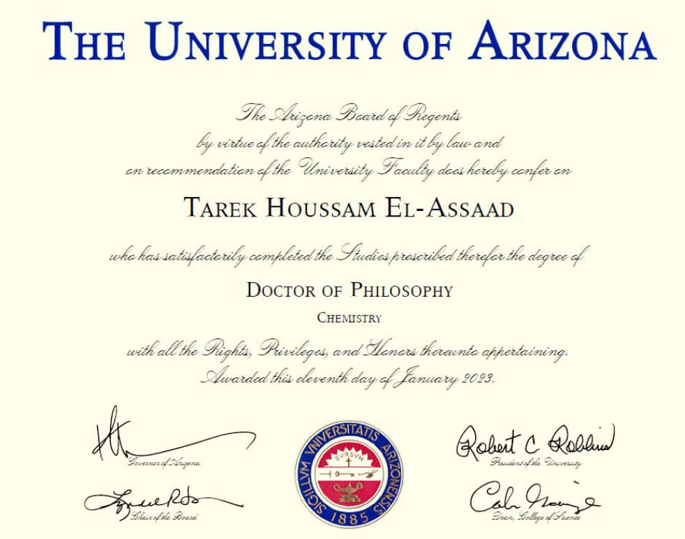Tarek graduated from University of Arizona