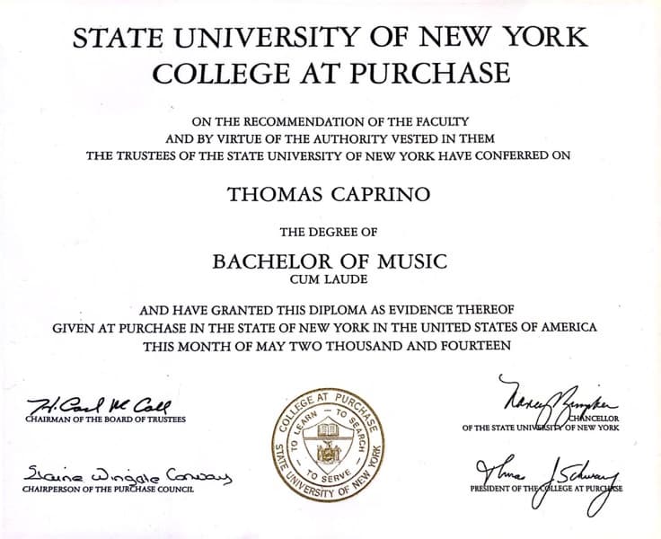 Thomas  graduated from Purchase