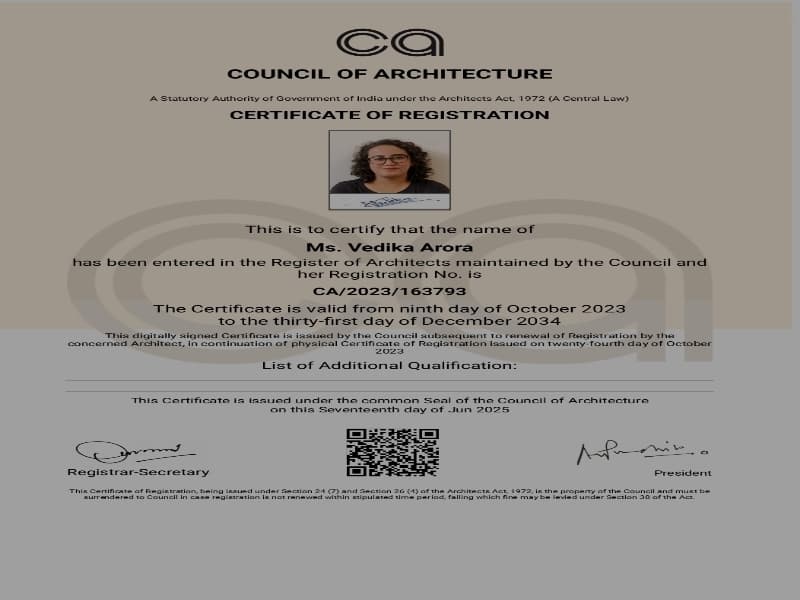 Vedika graduated from School of Planning and Architecture Vijayawada