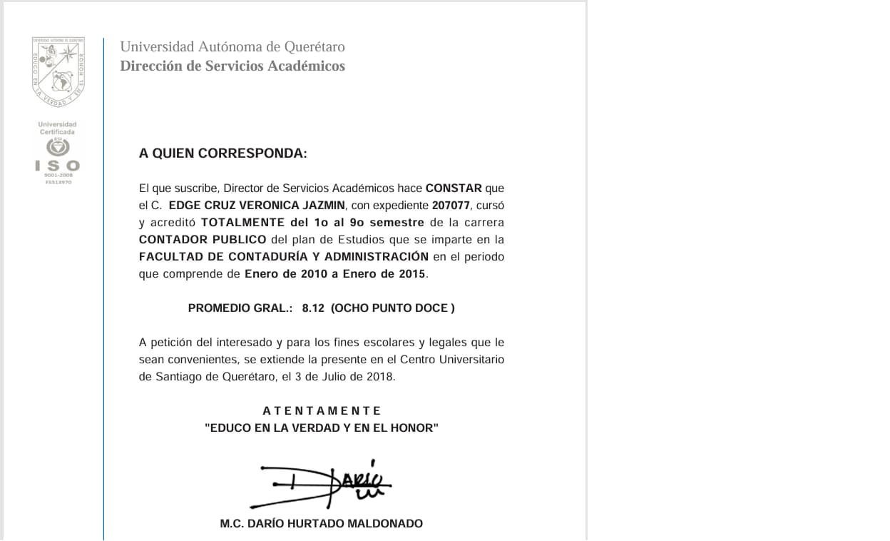 Verónica Jazmin  graduated from Universidad Virtual de Guanajuato