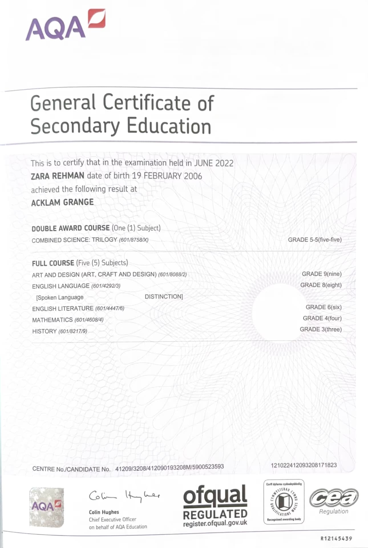 Zara graduated from Middlesbrough College