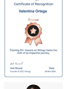 Profile photo of Valentina Ortega, undefined tutor at Wiingy
