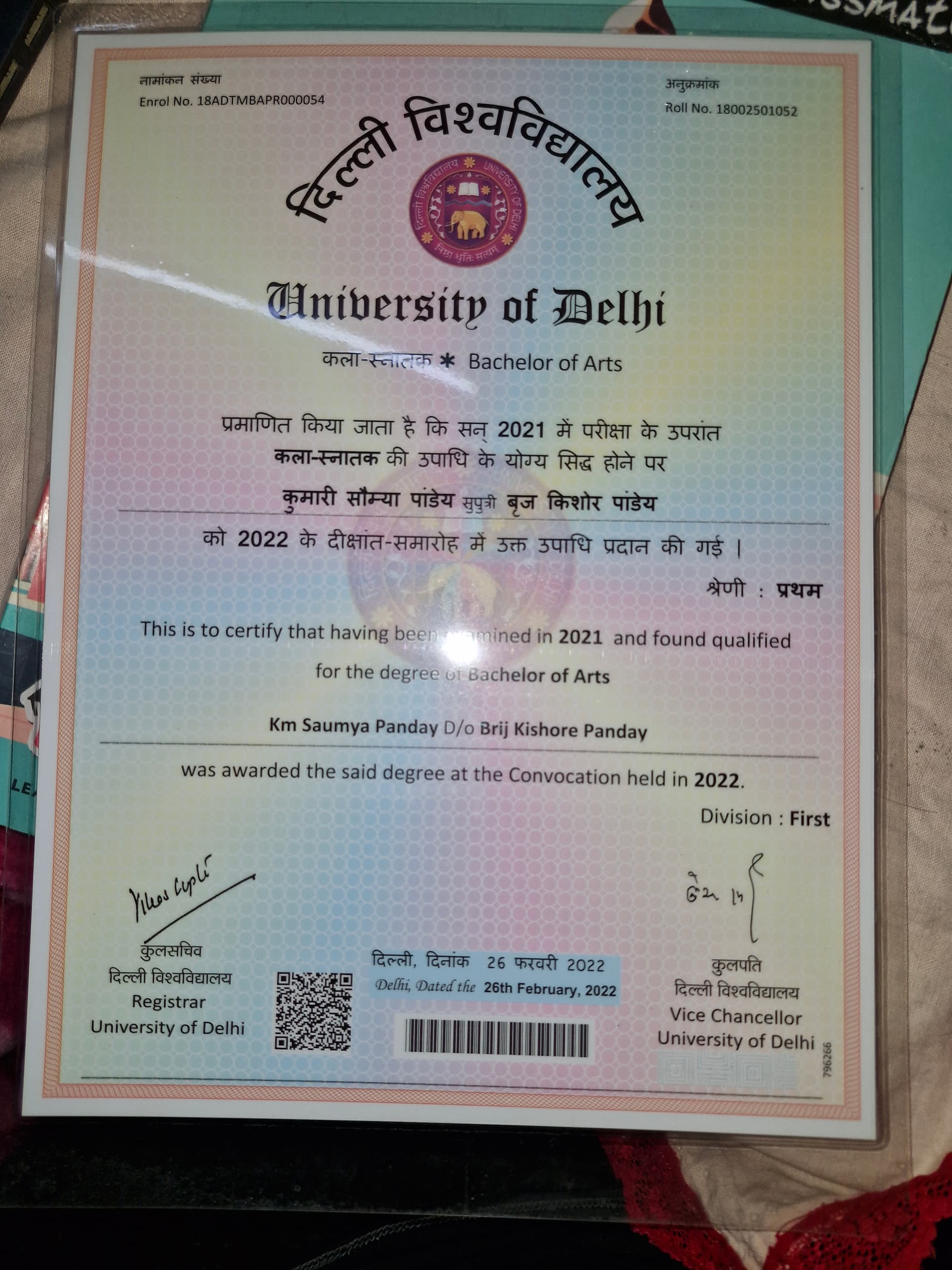 Saumya graduated from Indian Institute of foreign trade