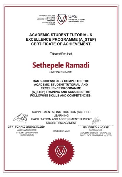 Sethepele graduated from University of the Free State