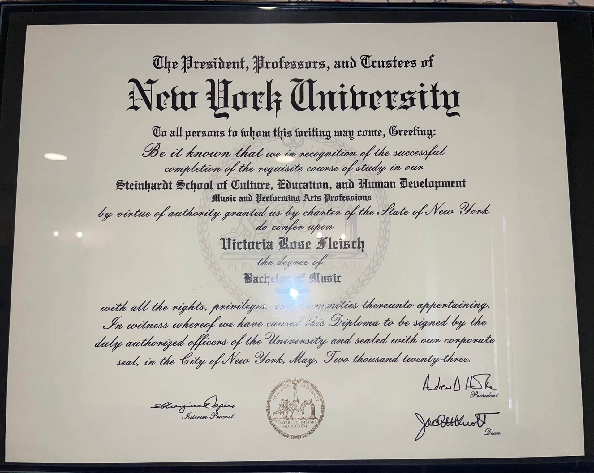 Vicky graduated from New York University