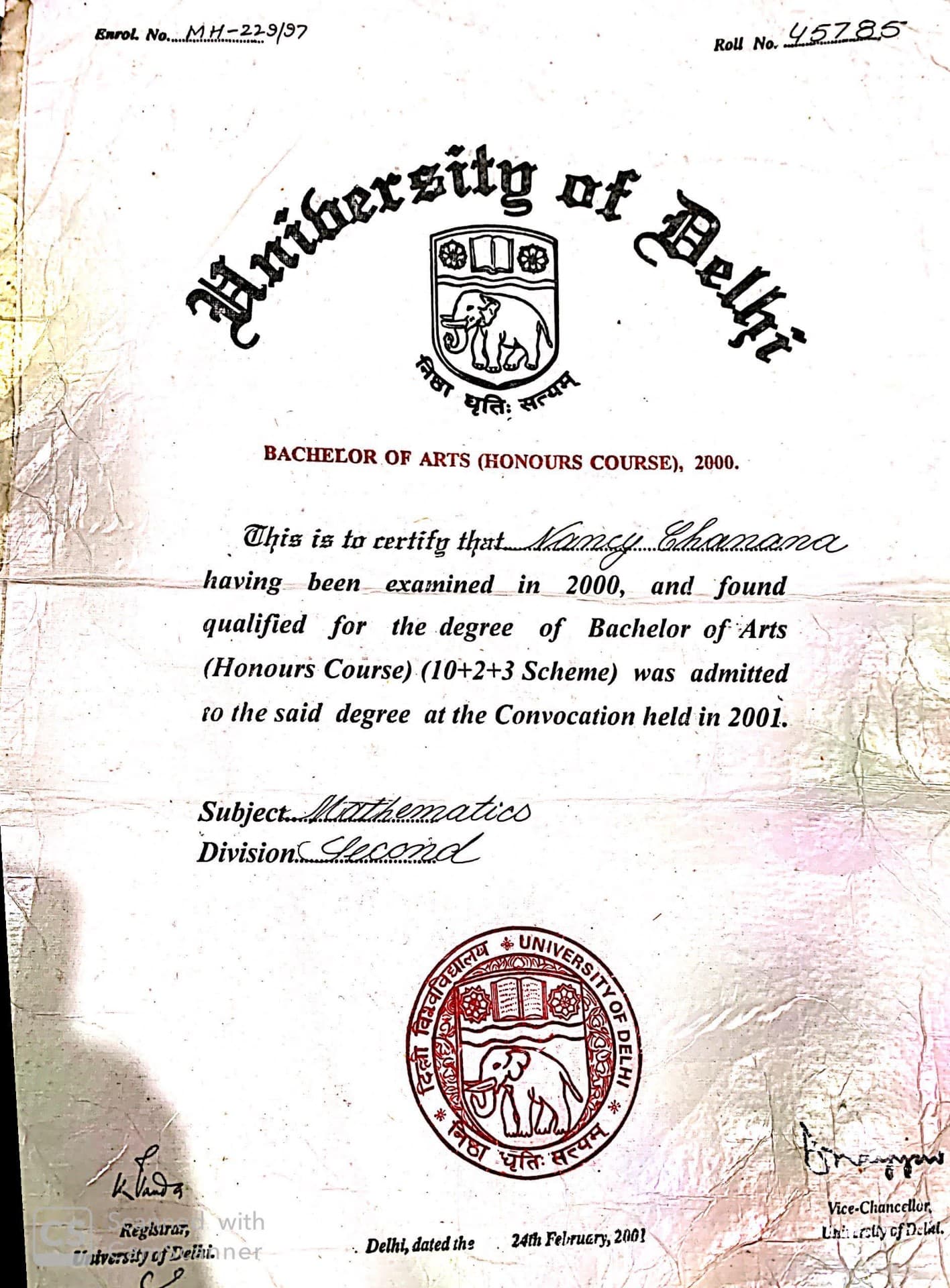 Certificates of nancy