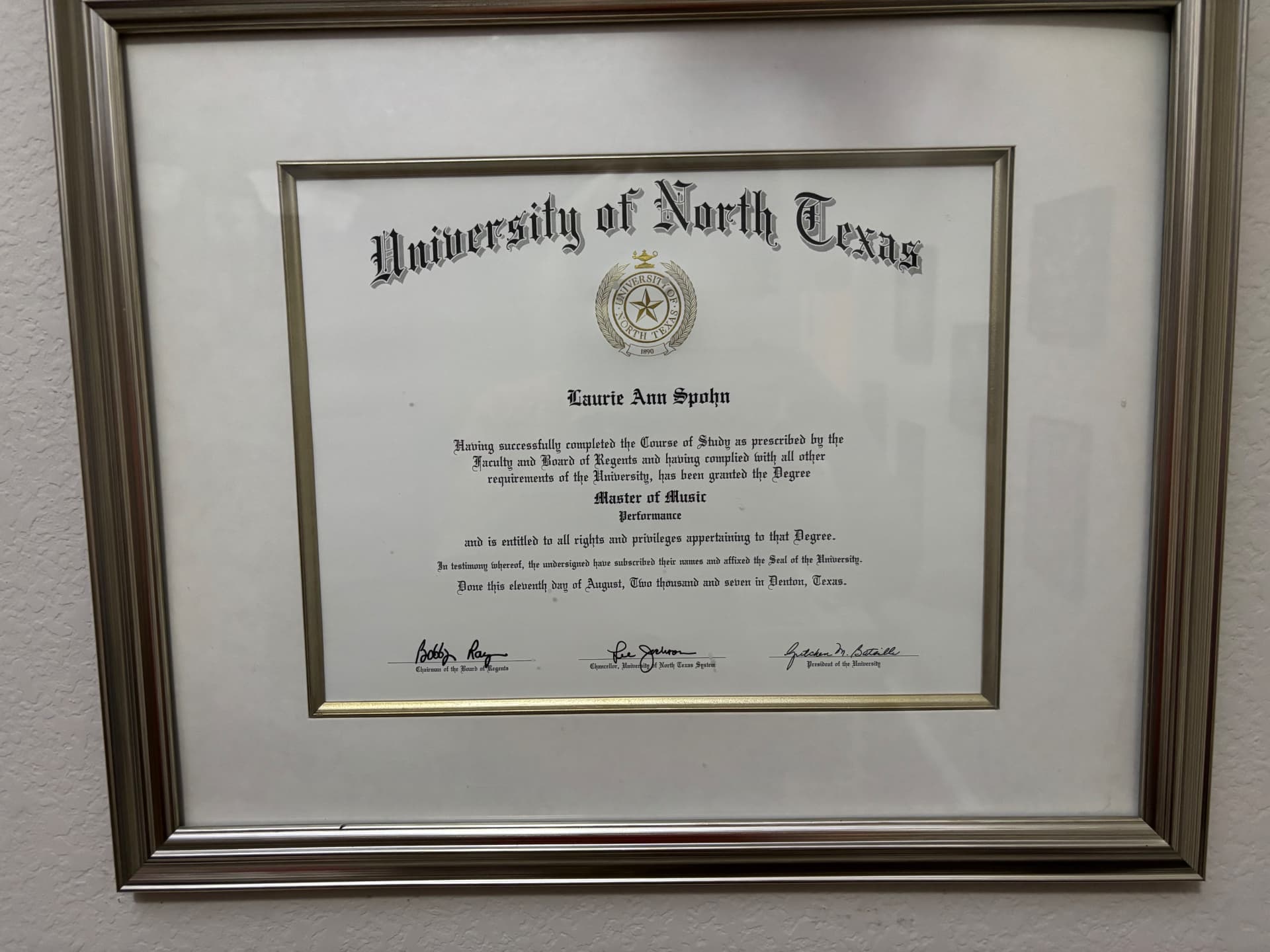 Laurie graduated from University of North Texas