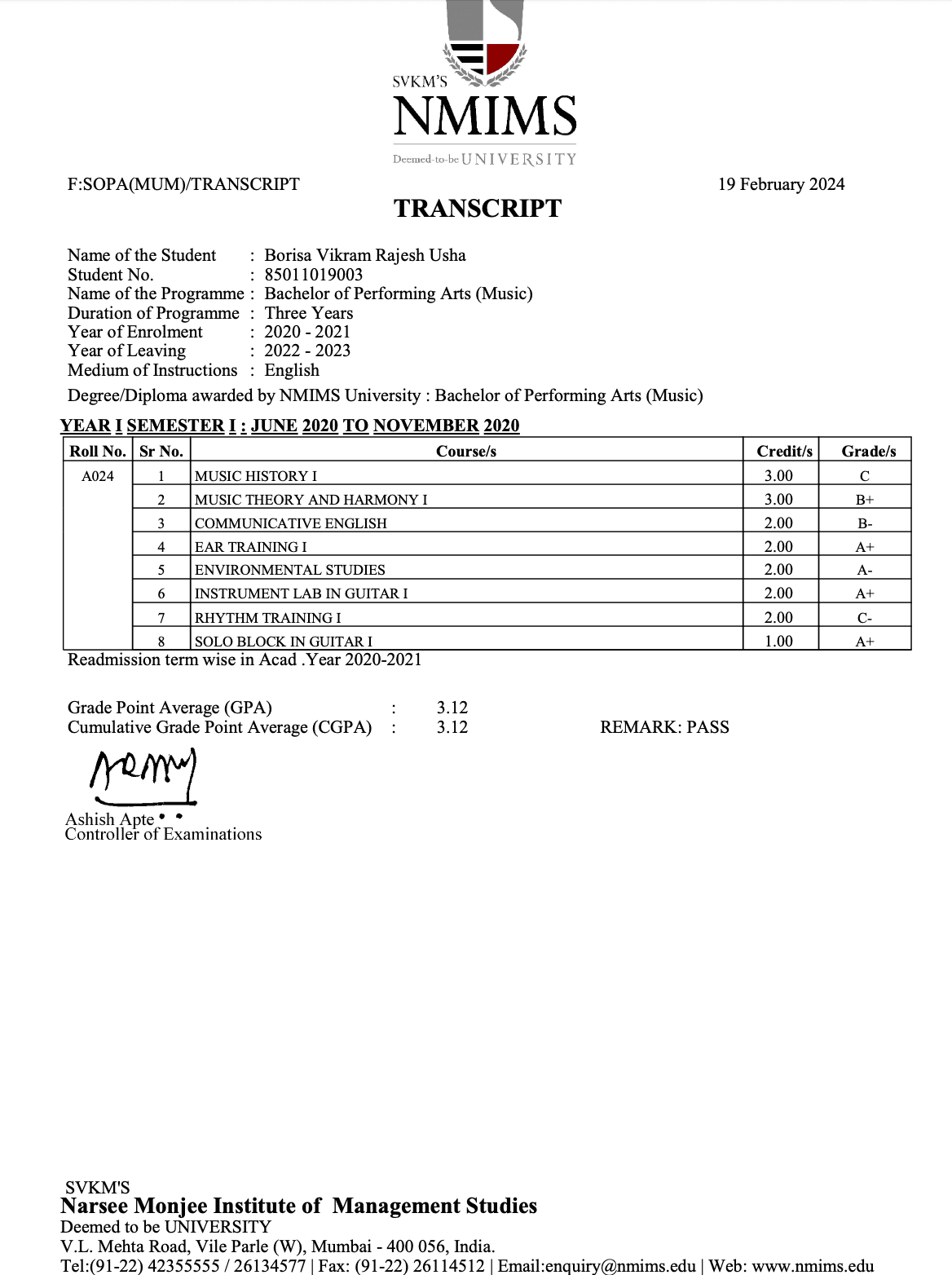 Vikram graduated from Nmims