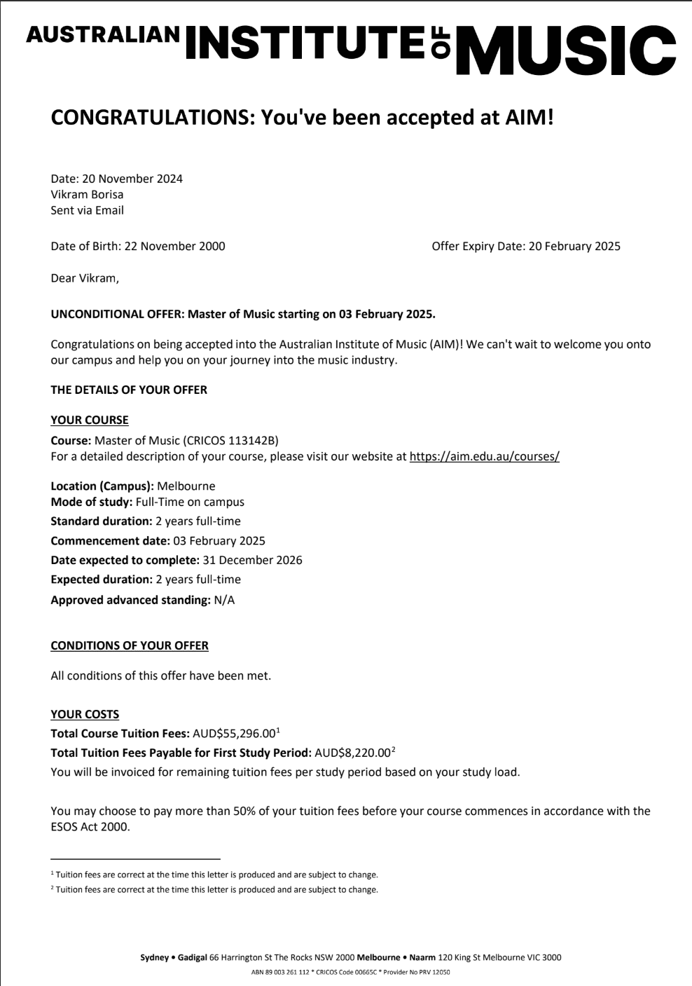 Vikram graduated from Nmims