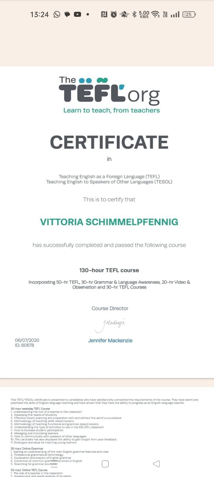 Vittoria graduated from Universita Telematica Pegaso
