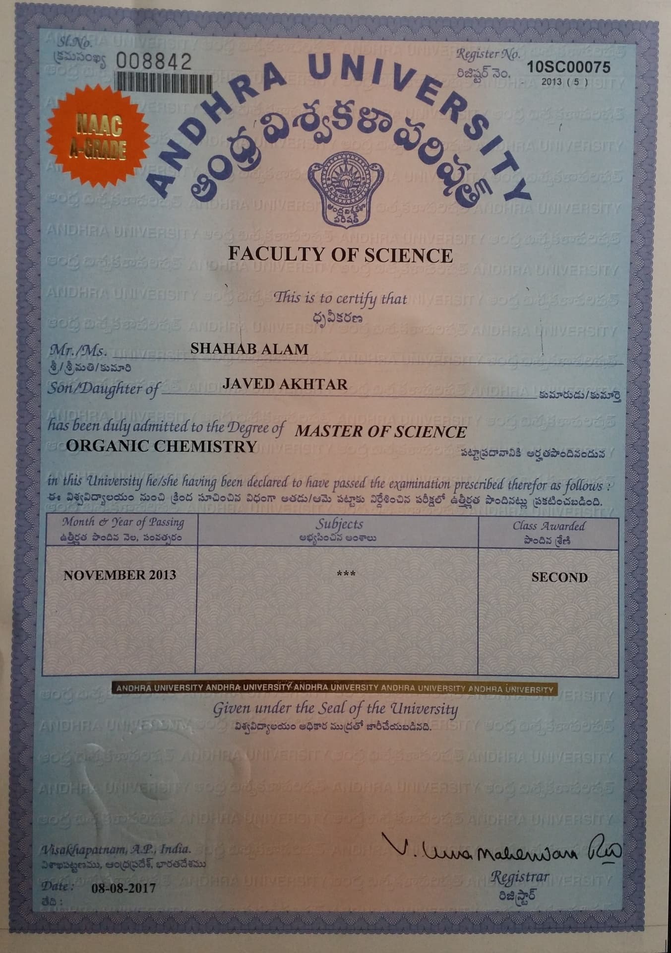 SHAHAB graduated from CCS UNIVERSITY MEERUT