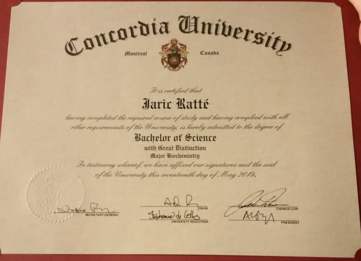 Jaric graduated from Concordia University