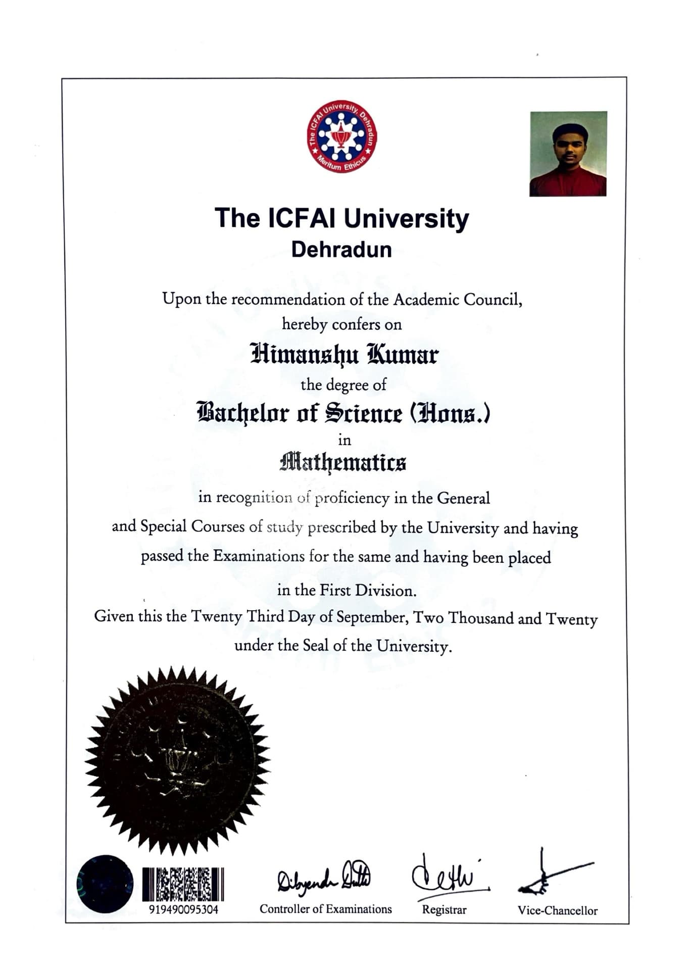 Himanshu graduated from ICFAI University