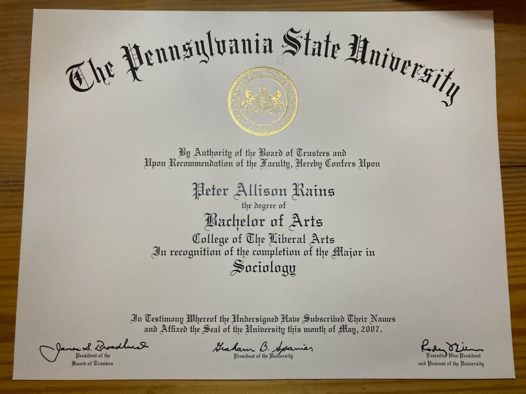 Peat graduated from Penn State University