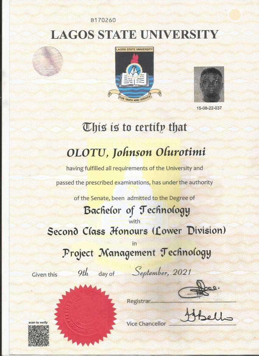 Johnson graduated from University of Lagos