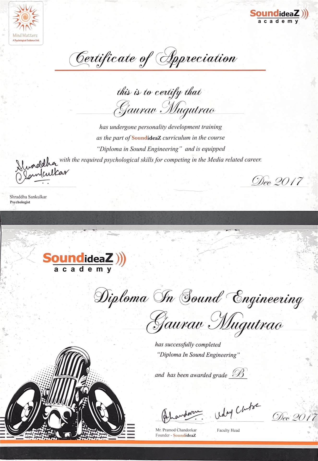 Gaurav graduated from Soundideaz Academy