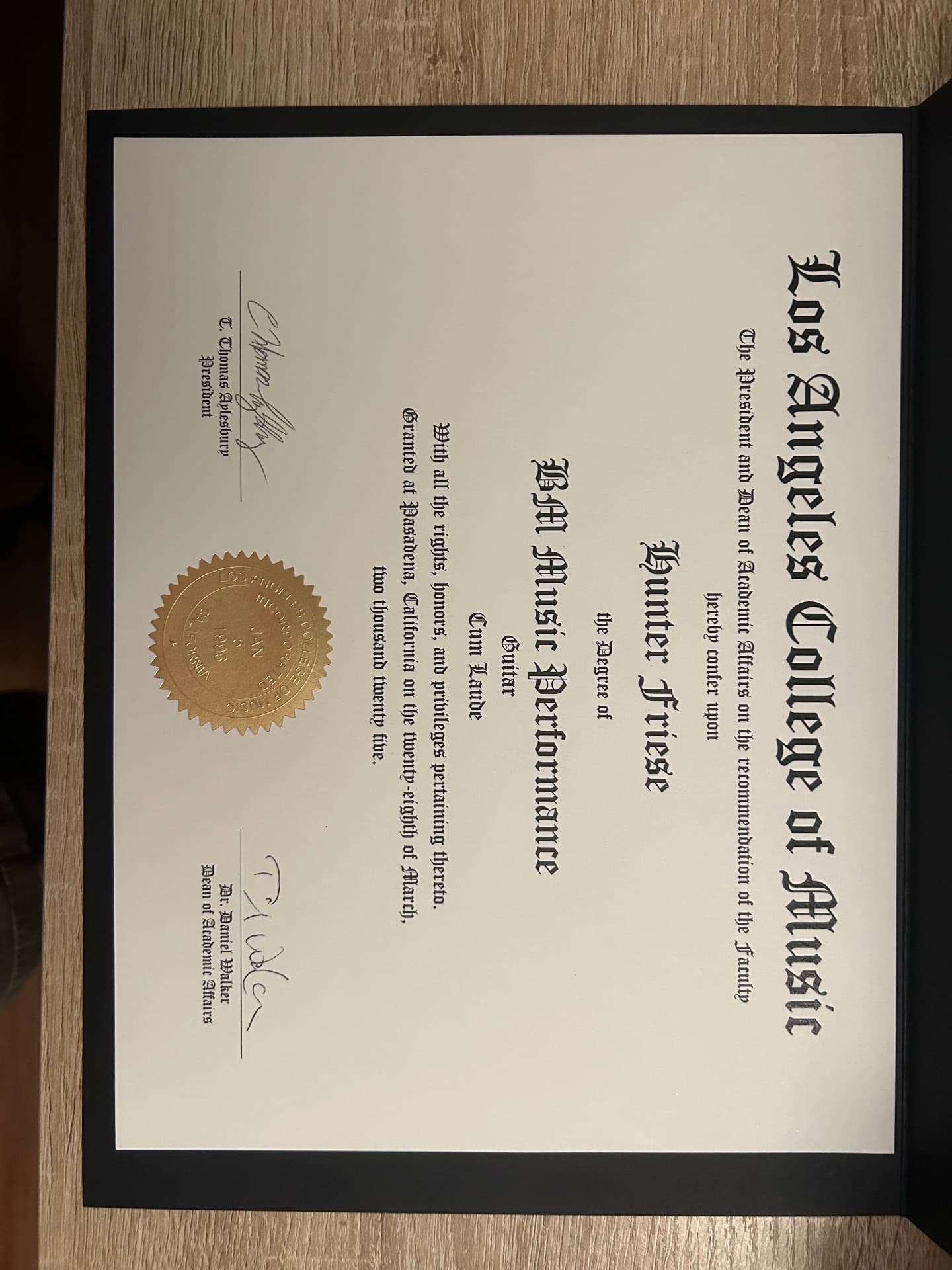 Hunter graduated from Los Angeles College of Music