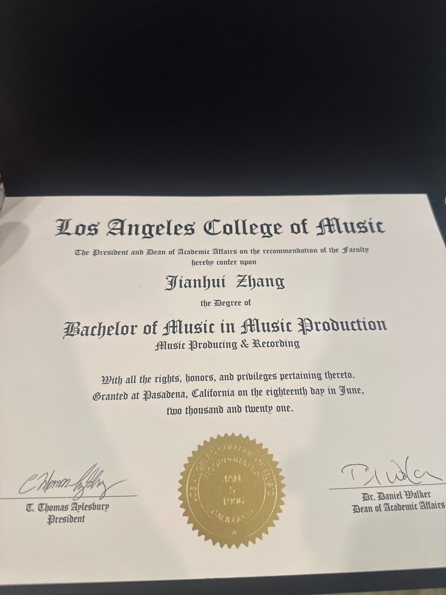 Eric graduated from Los Angeles College of Music