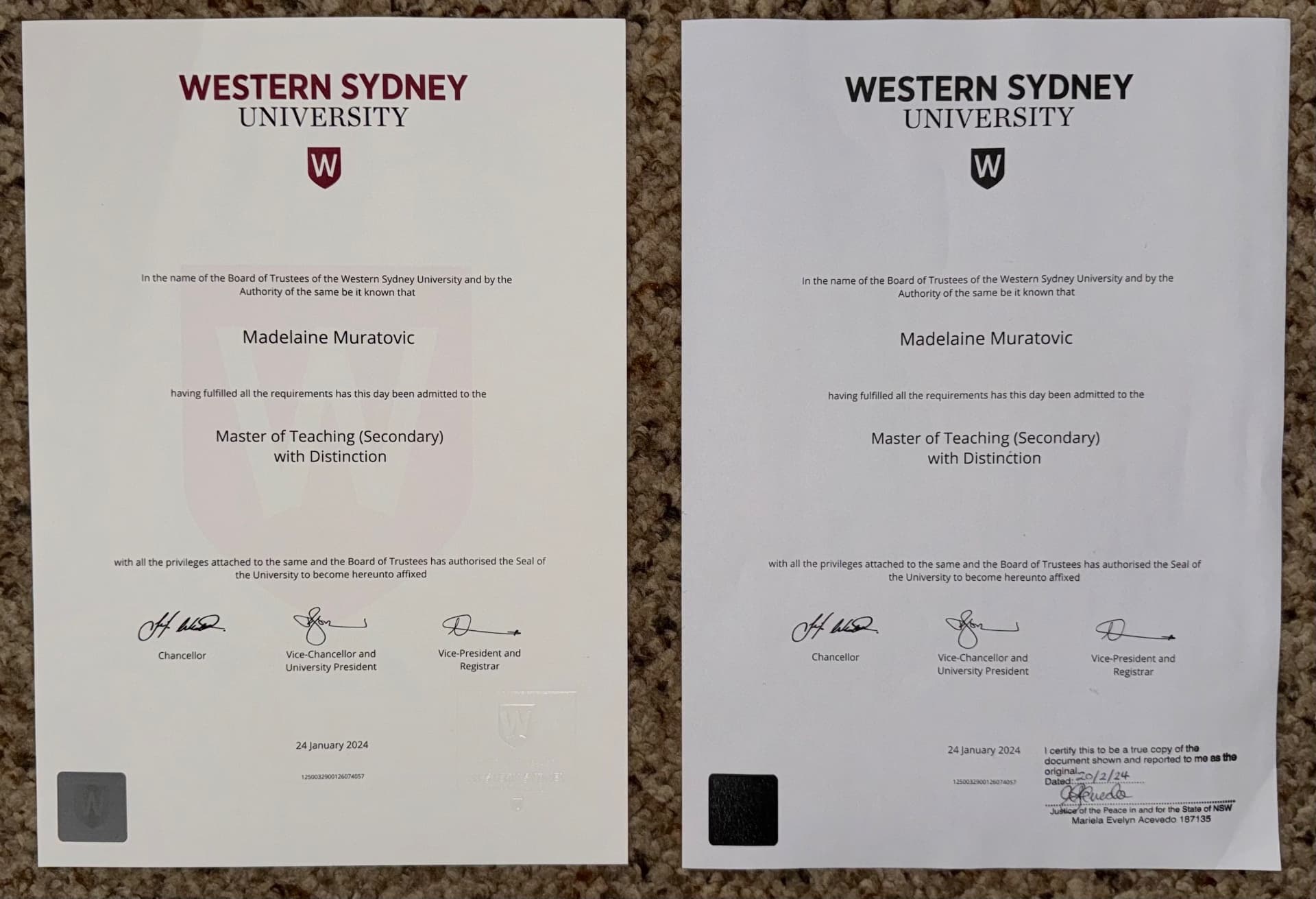 Madelaine graduated from Western Sydney University