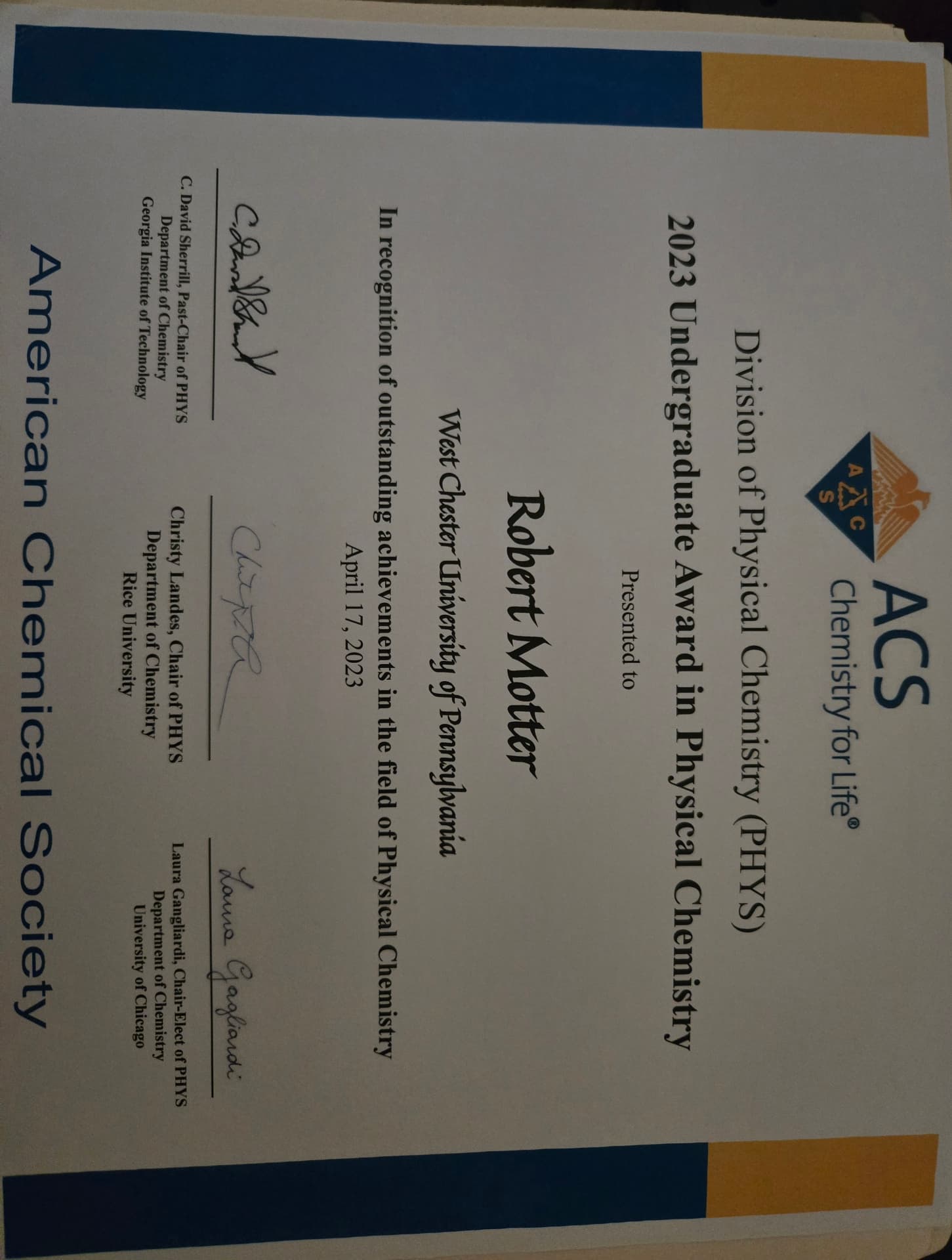 Robert graduated from West Chester University