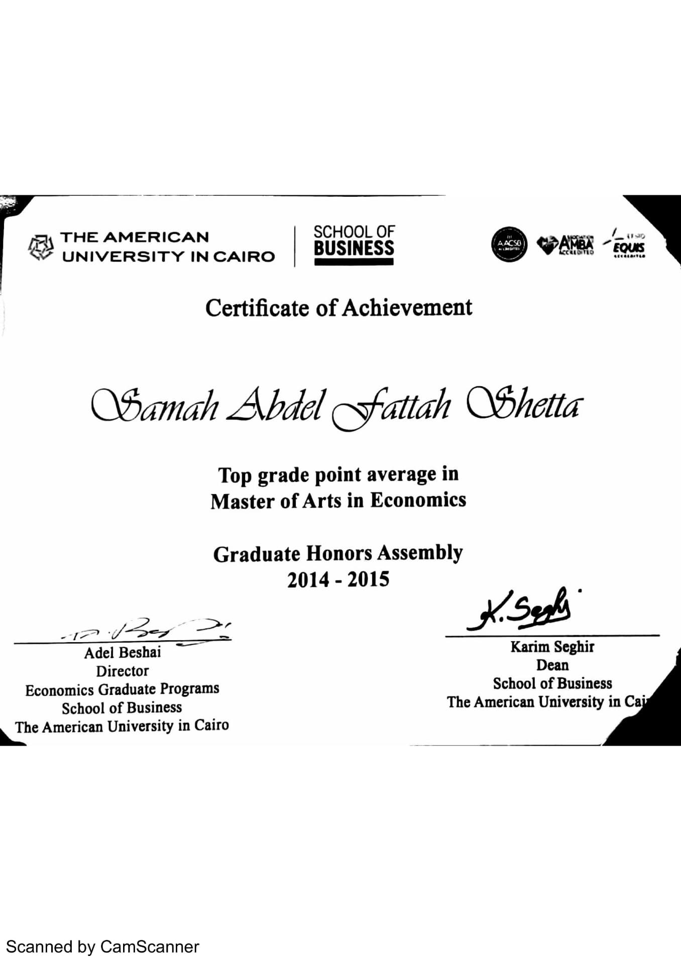 Samah graduated from The American University of Cairo