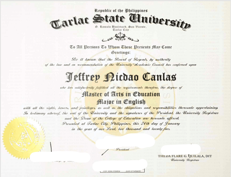 Jeffrey graduated from Tarlac State University