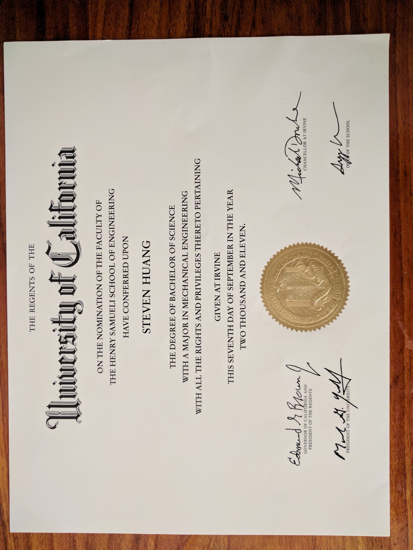 Steven graduated from University of California Irvine