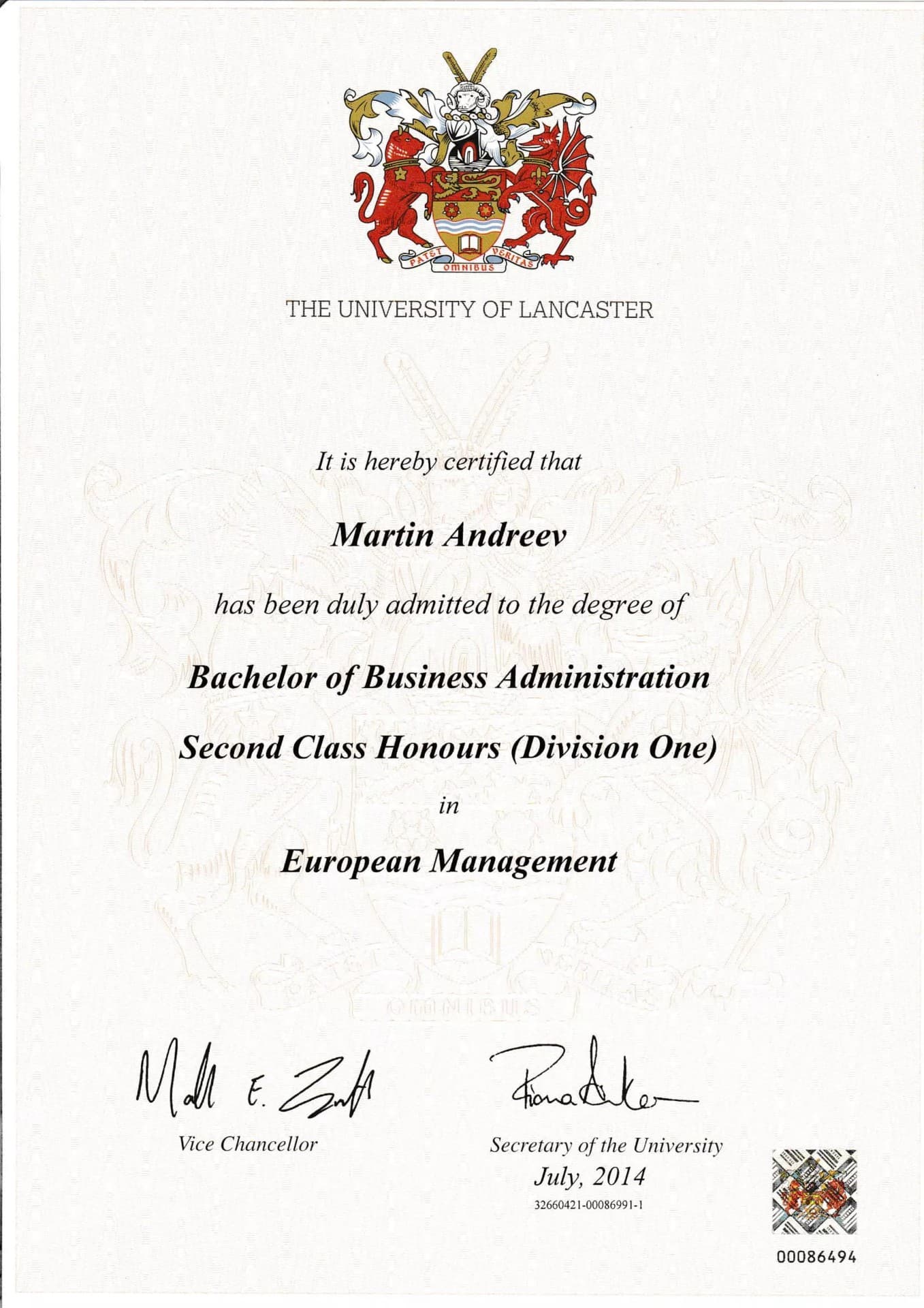 Martin graduated from The University of Lancaster