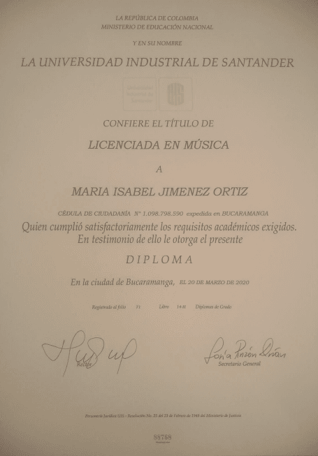 Isabel graduated from UIS (UNIVERSIDAD INDUSTRIAL DE SANTANDER)