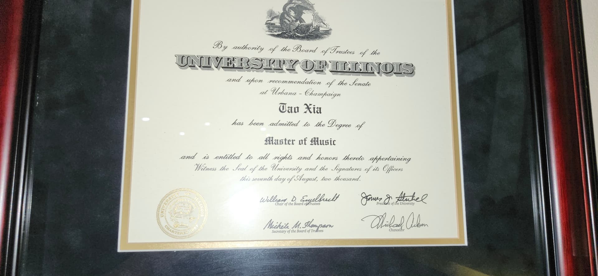 Tao graduated from University of Illinois @ Urbana-Champaign