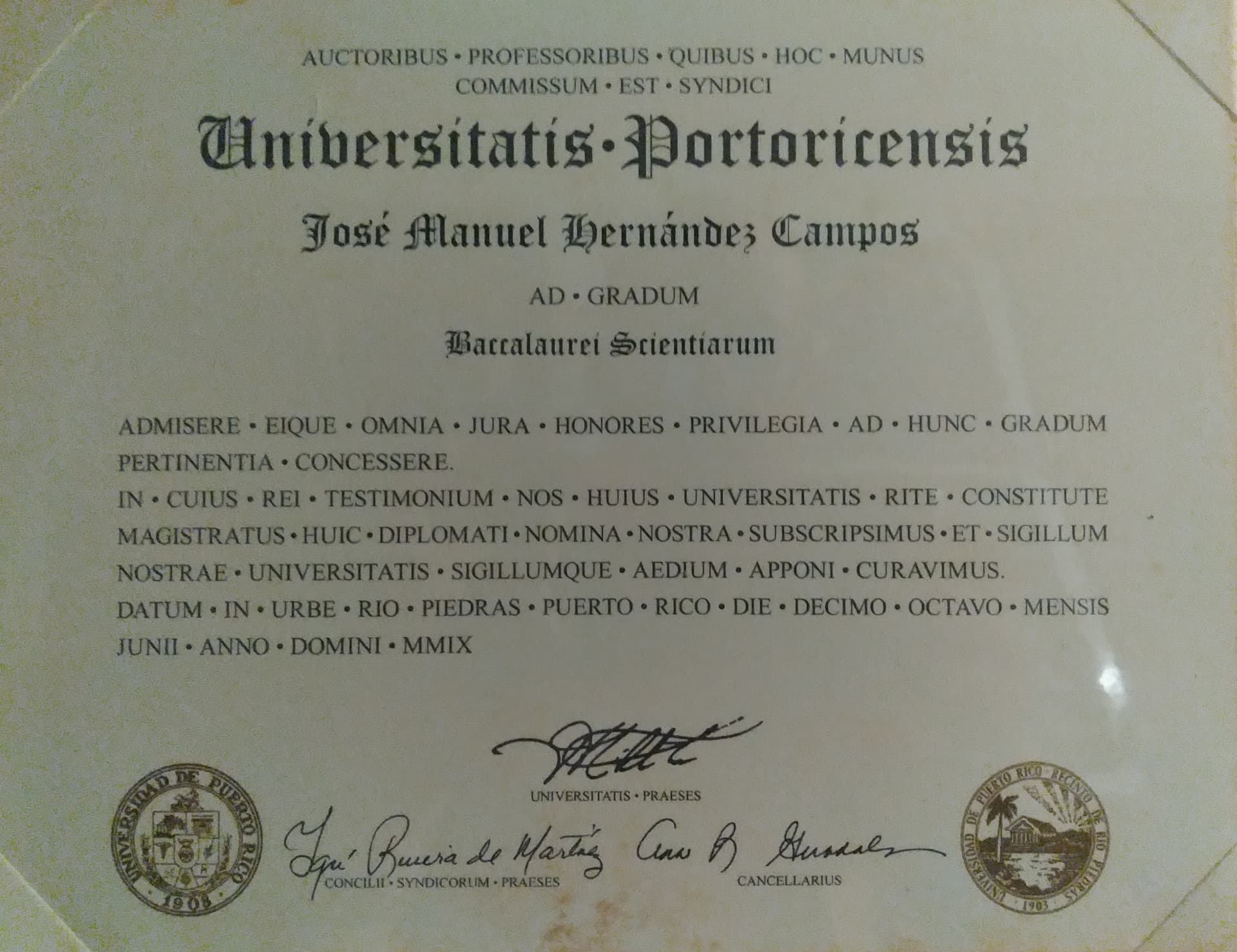 Jose graduated from American University of Puerto Rico