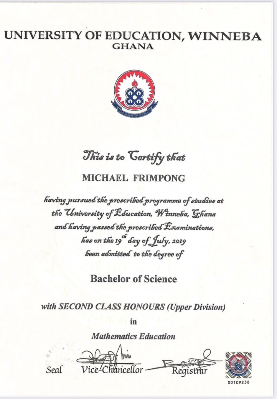 Michael graduated from University of L’Aquila, Italy