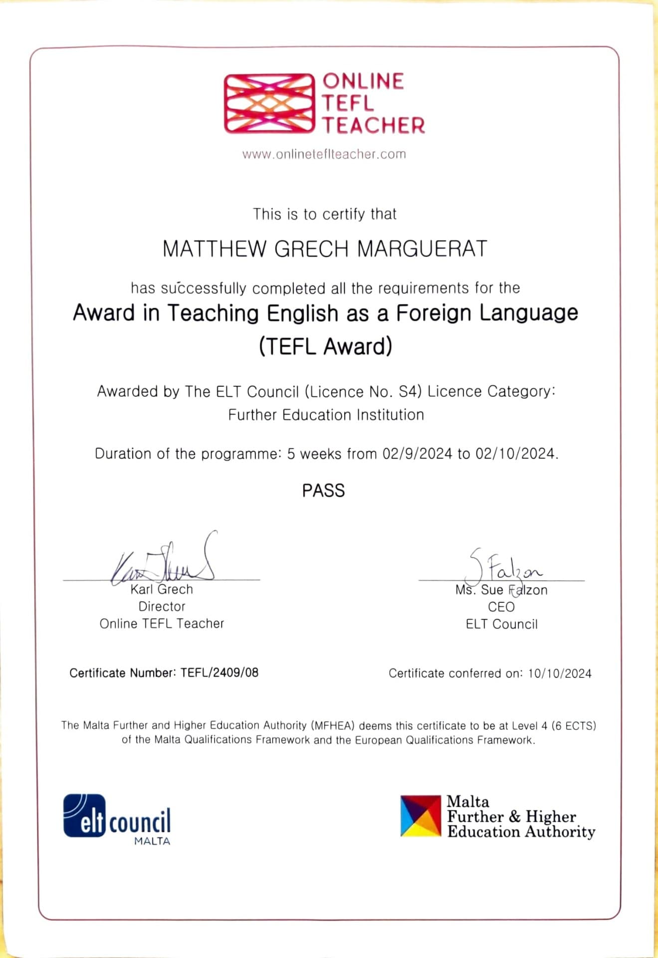 Matthew graduated from University of Malta