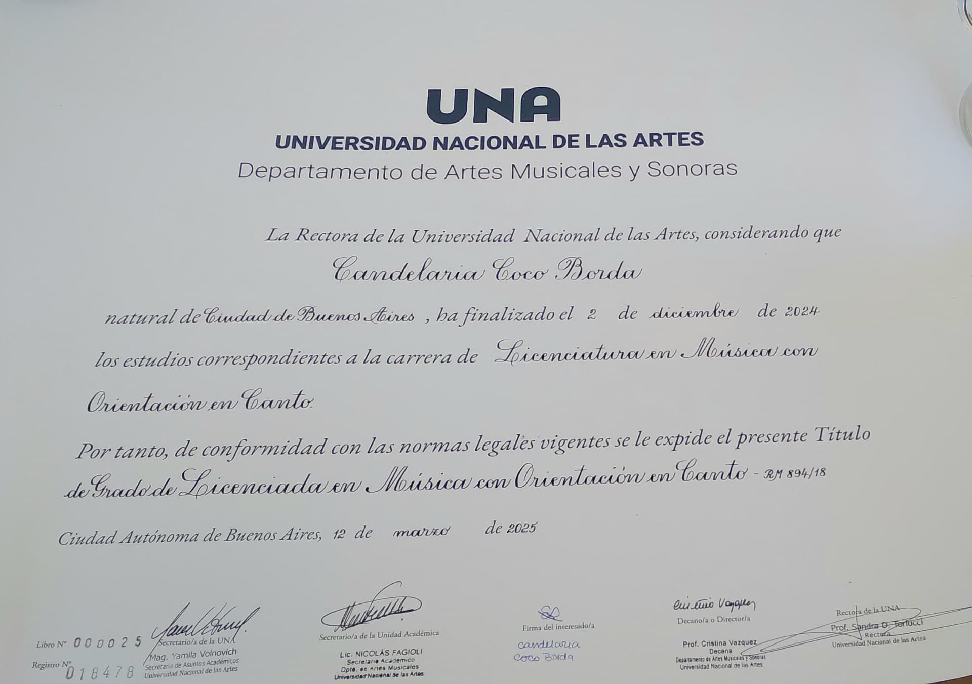 Candelaria graduated from National University of Arts