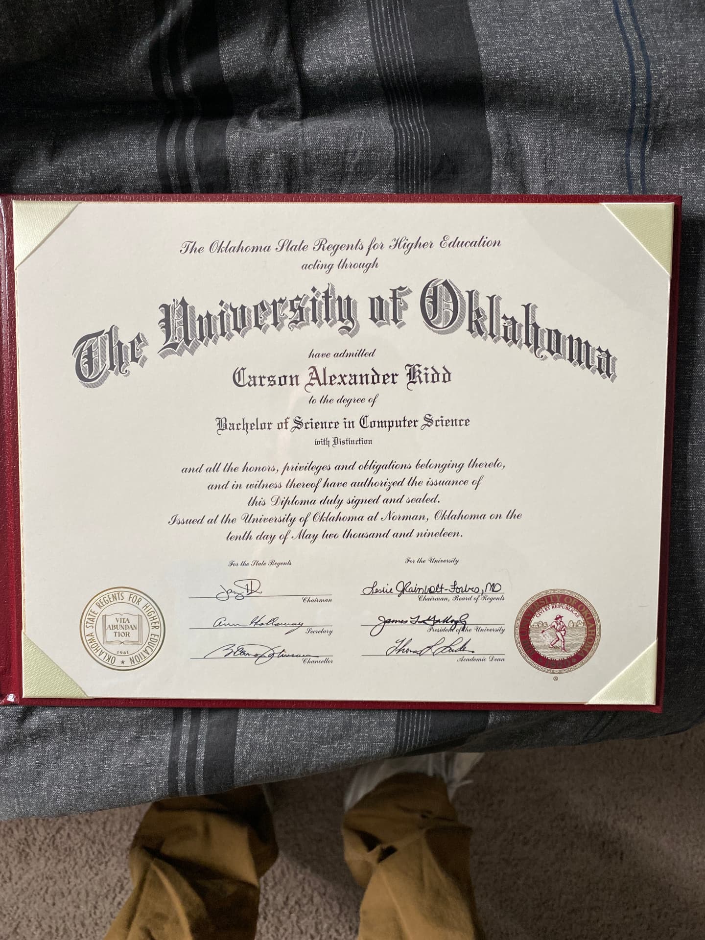 Carson graduated from University of Oklahoma