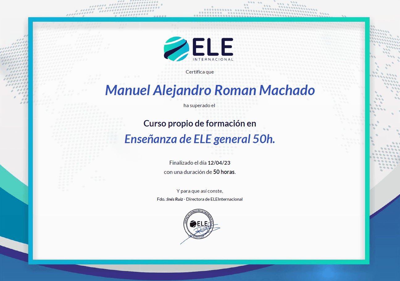 Manuel graduated from ELE International