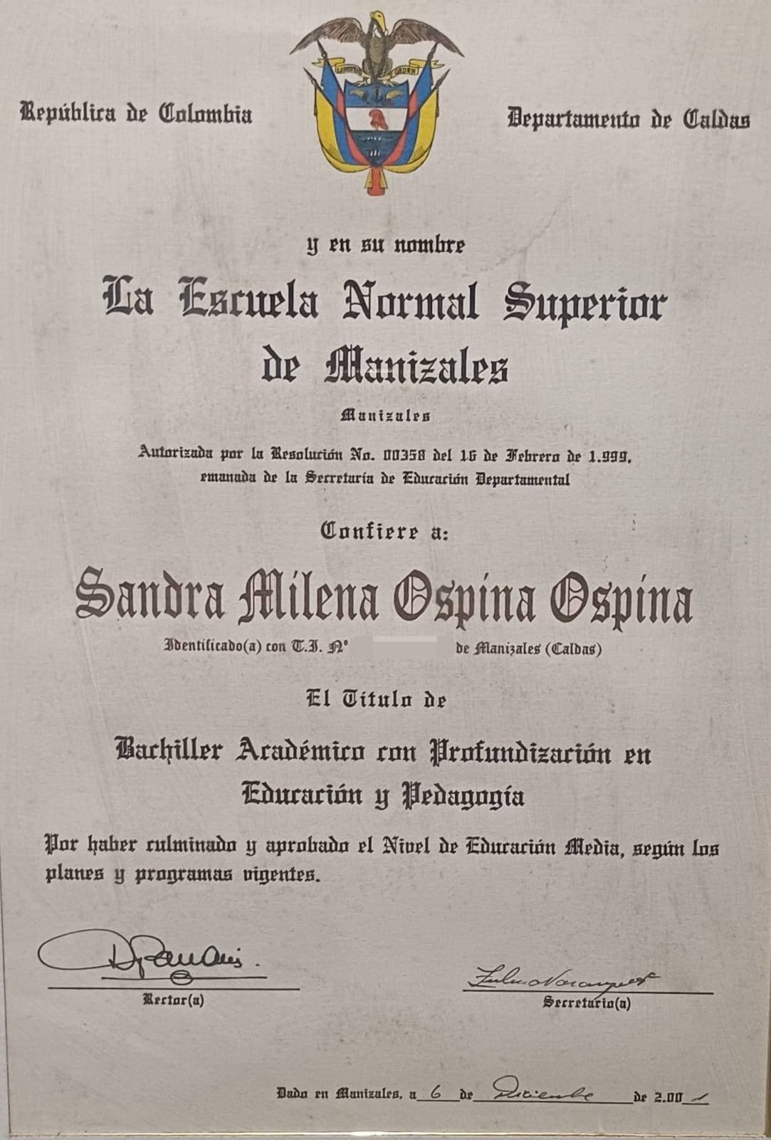 Sandra graduated from Universidad de Caldas