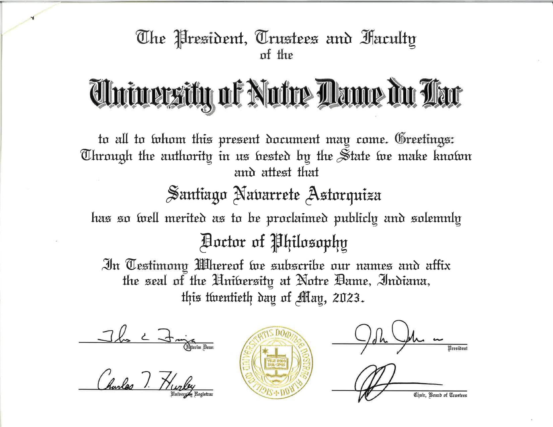 Santiago graduated from Universidad de los Andes