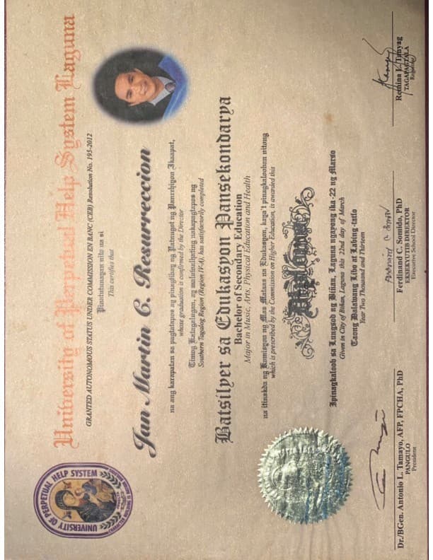Jan Martin graduated from University of Perpetual Help System