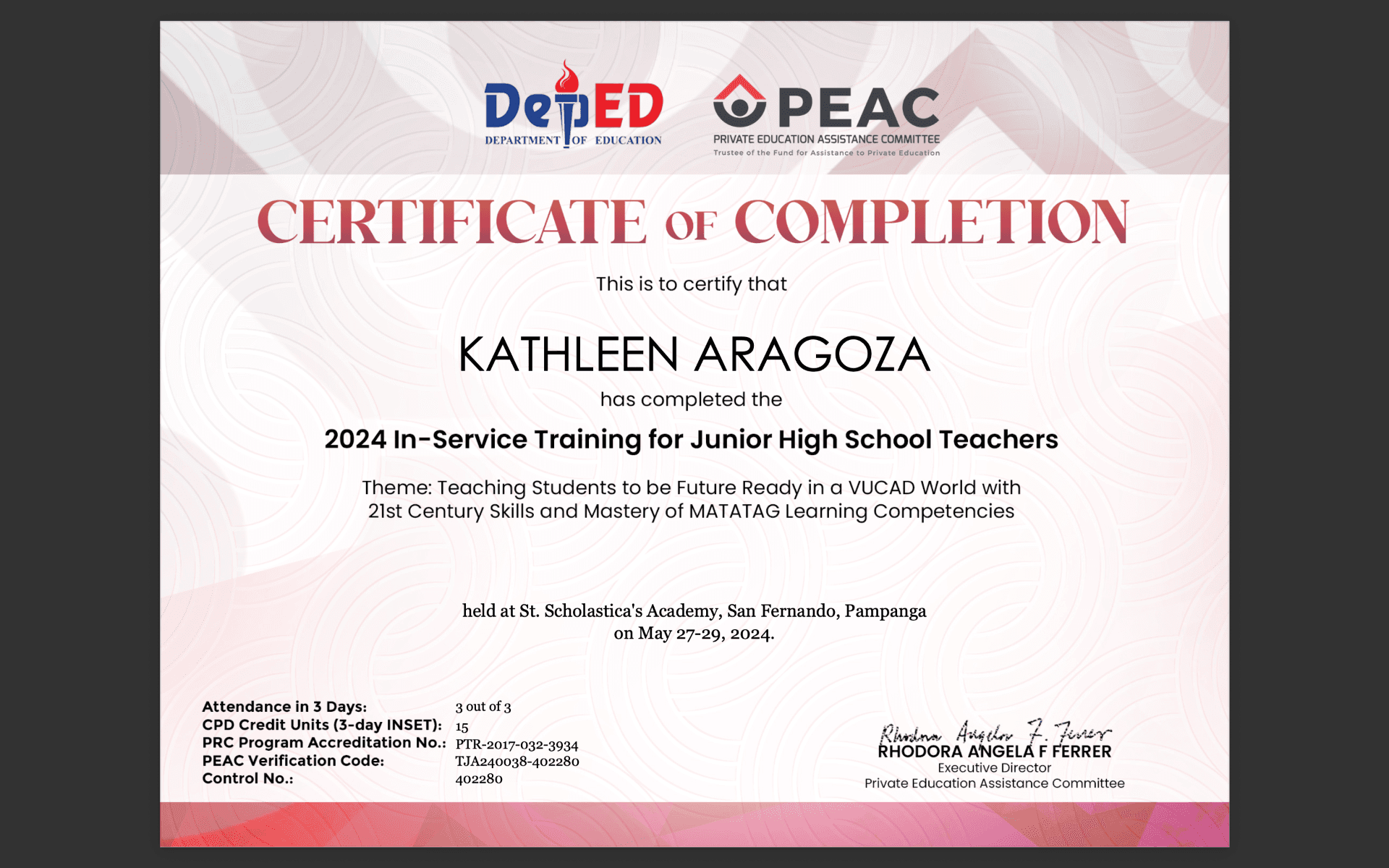 Kathleen graduated from Gordon College