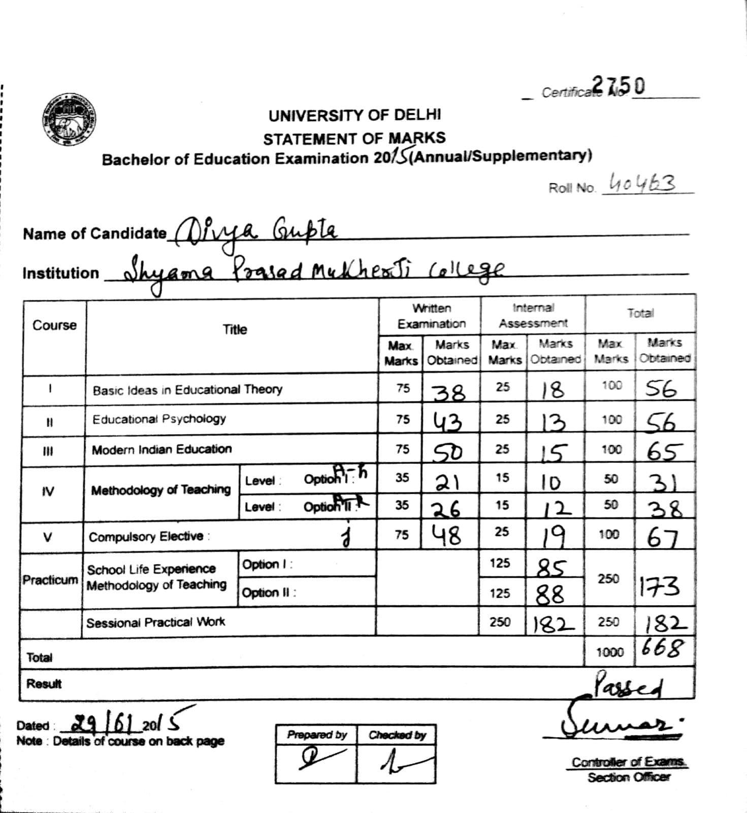 Divya graduated from University of Delhi